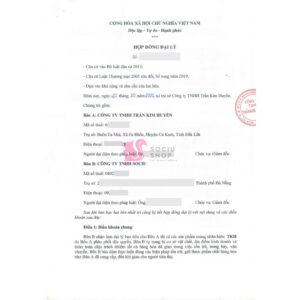 Hợp đồng đại lý giữa cty Trần Kim Huyền và cty SOCIU